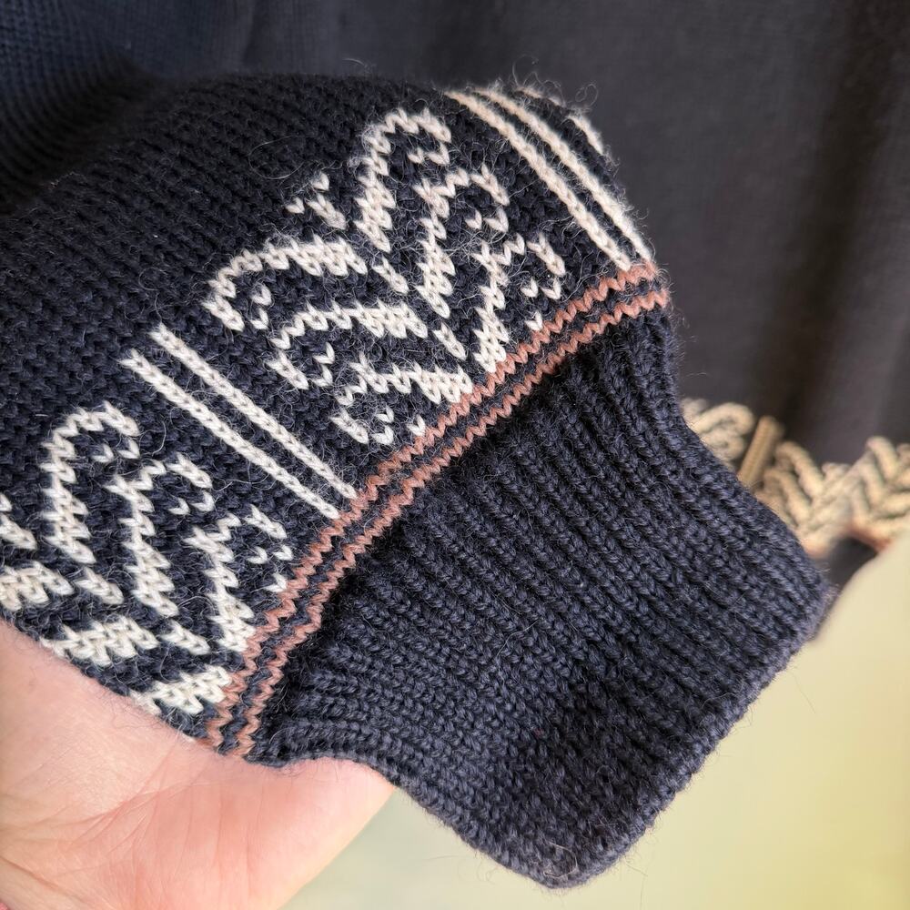 Vintage CHRISTIANIA Large Norwegian Sweater Quarter Zip Blue Wool Scandinavian - Picture 12 of 12